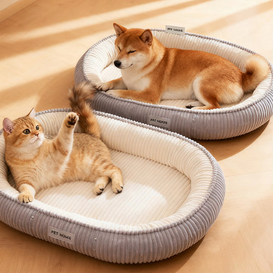 Oval Cat Dog Bed Removable Cover
