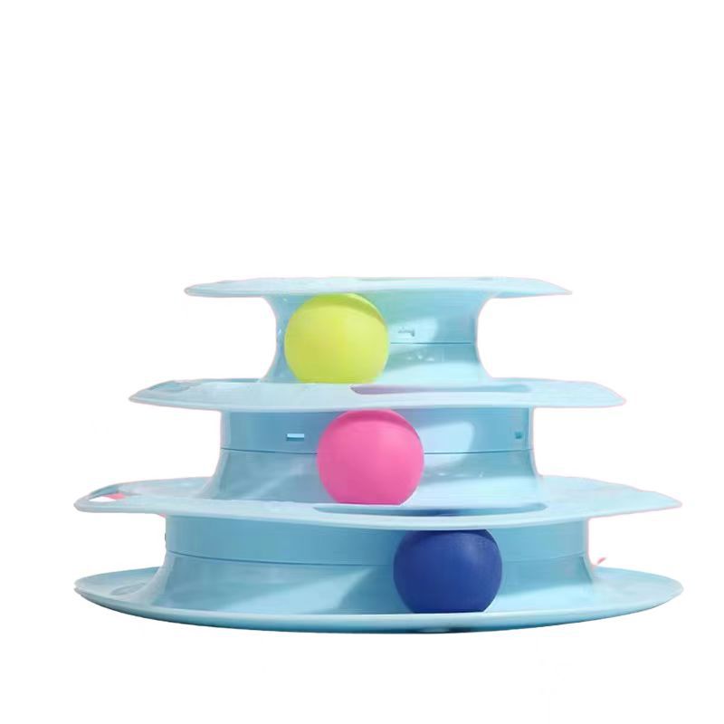 3-Tier Cat Track Toy - Interactive Ball Spinner with Multi-Level Orbit