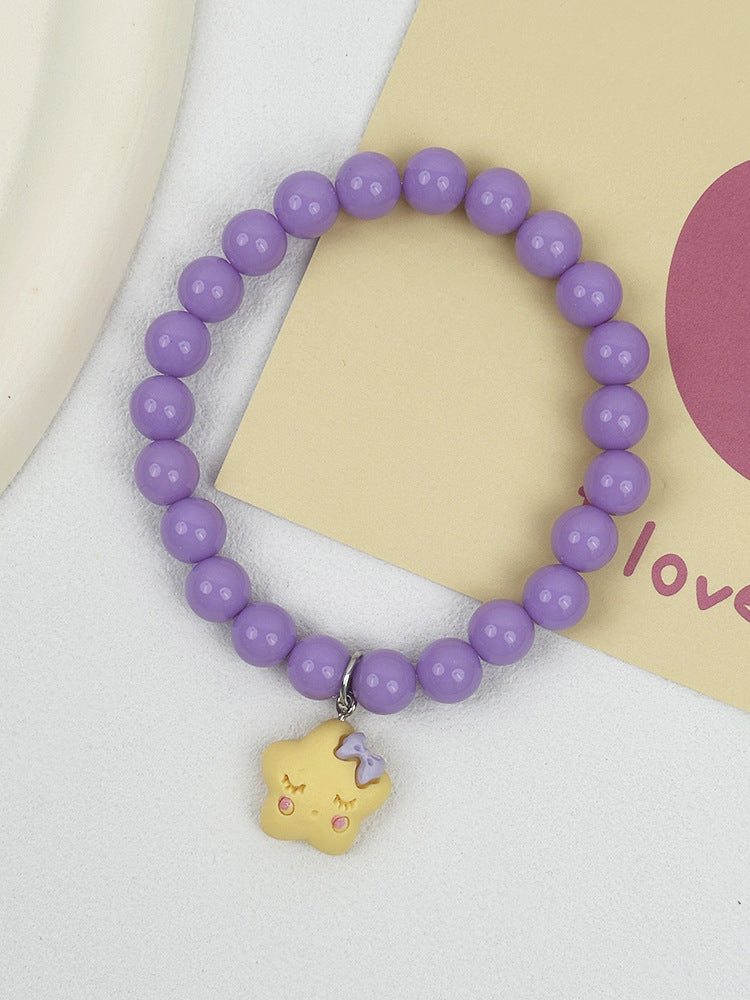 Sweet Pet Necklace Hand-Strung Beaded Collar with Cartoon Cat Charms for Dogs and Cats