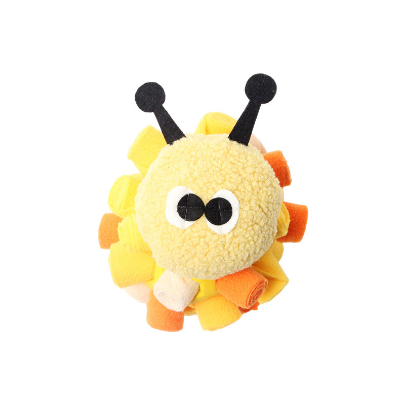 Caterpillar Dog Snuffle Toy - Treat Puzzle Ball with Multiple Holes, Chewable Rubber for Boredom & Anxiety
