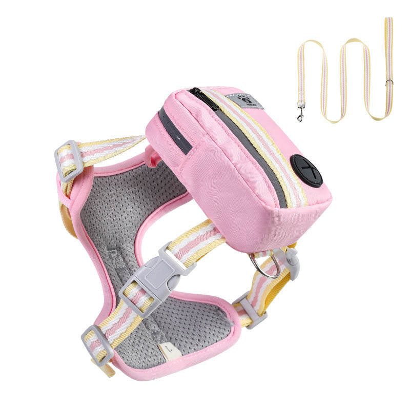 Pet Harness with Mini Backpack Leash Set