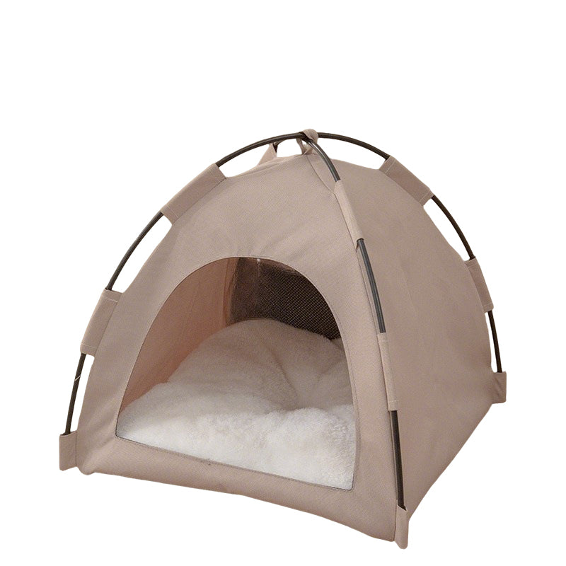 Round-Top Tent Pet Bed with Plush Mat