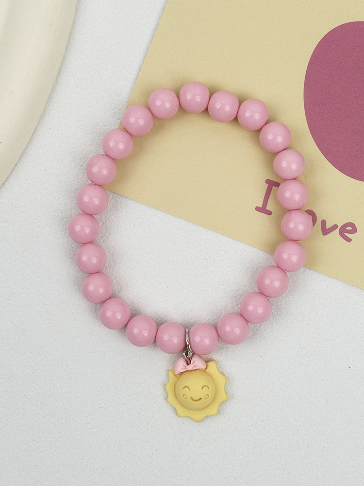 Sweet Pet Necklace Hand-Strung Beaded Collar with Cartoon Cat Charms for Dogs and Cats