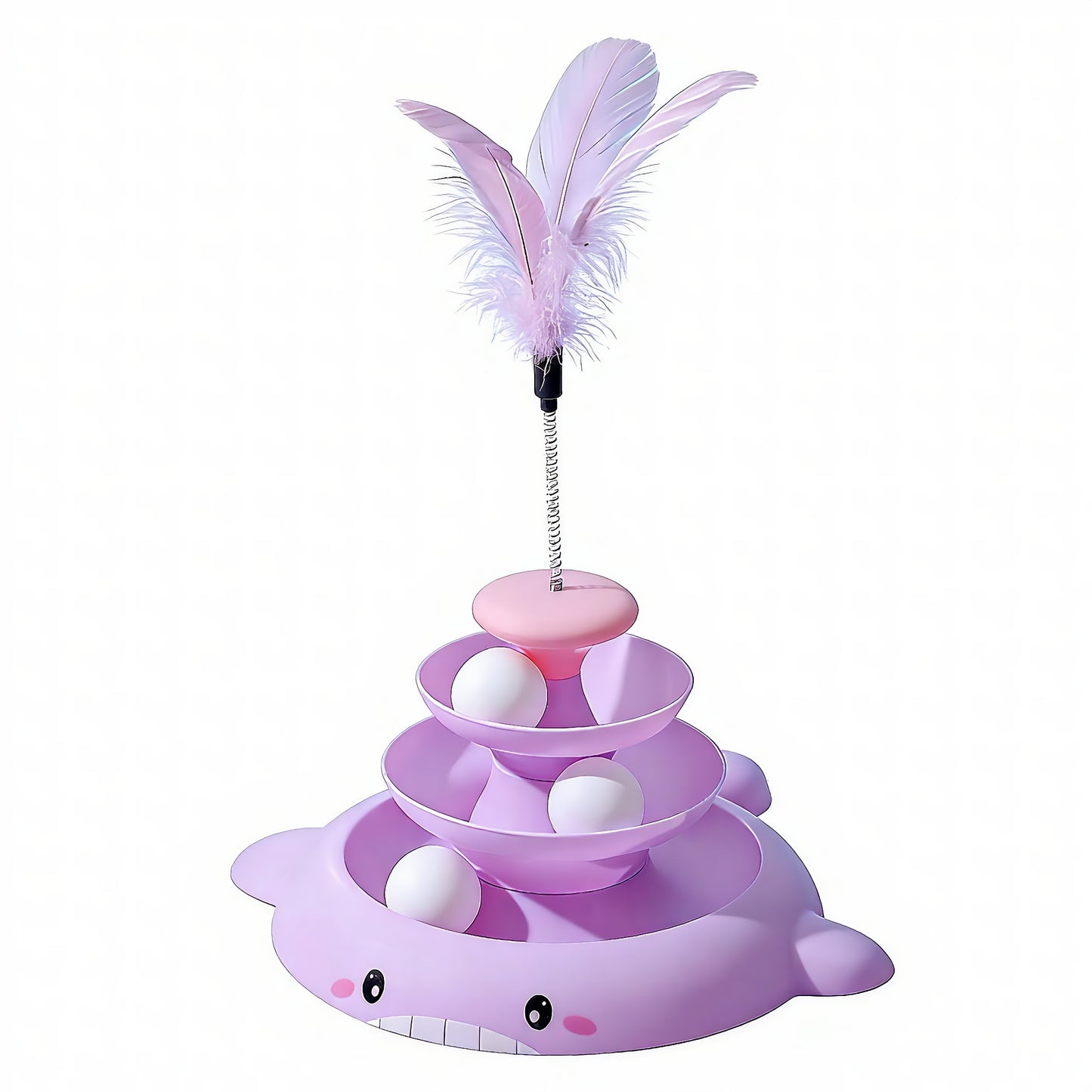 3-Tier Cat Track Toy - Interactive Ball Spinner with Multi-Level Orbit