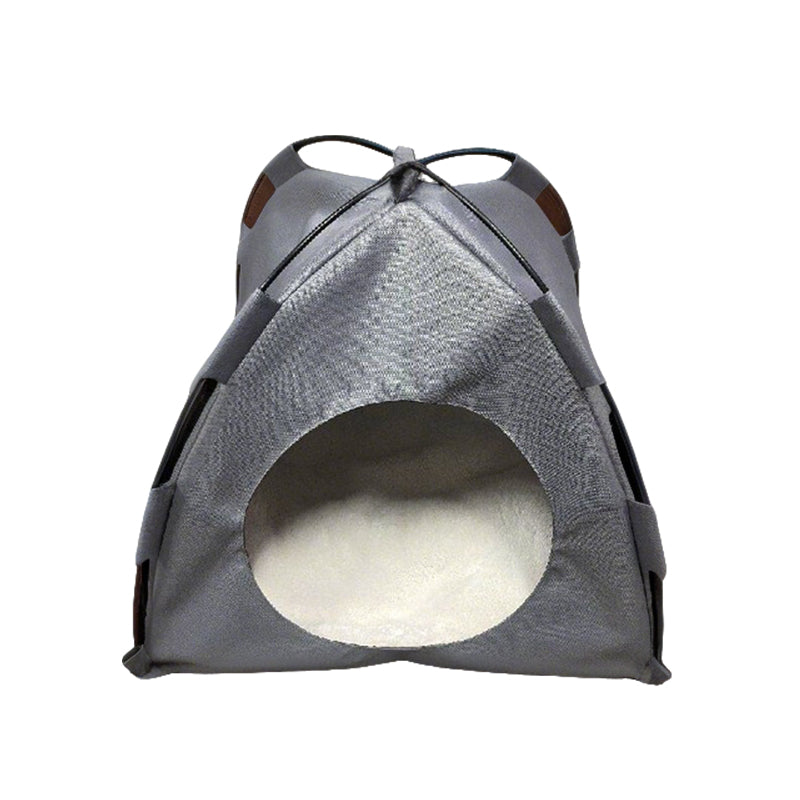 Round-Top Tent Pet Bed with Plush Mat