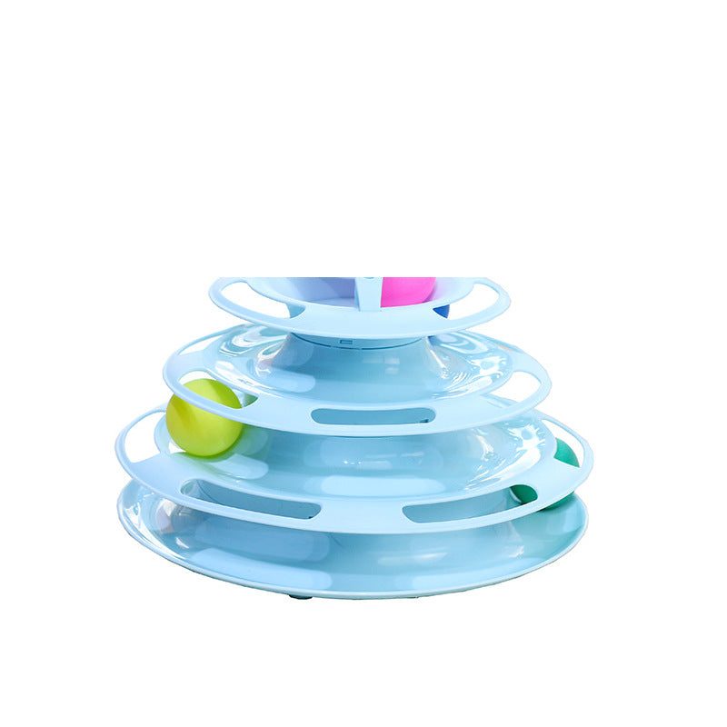 3-Tier Cat Track Toy - Interactive Ball Spinner with Multi-Level Orbit