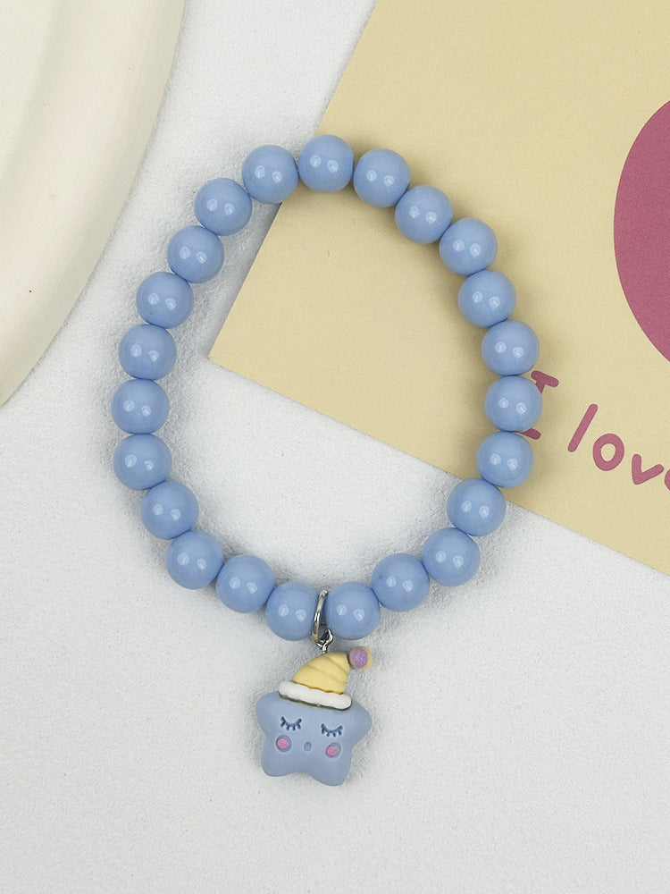 Sweet Pet Necklace Hand-Strung Beaded Collar with Cartoon Cat Charms for Dogs and Cats