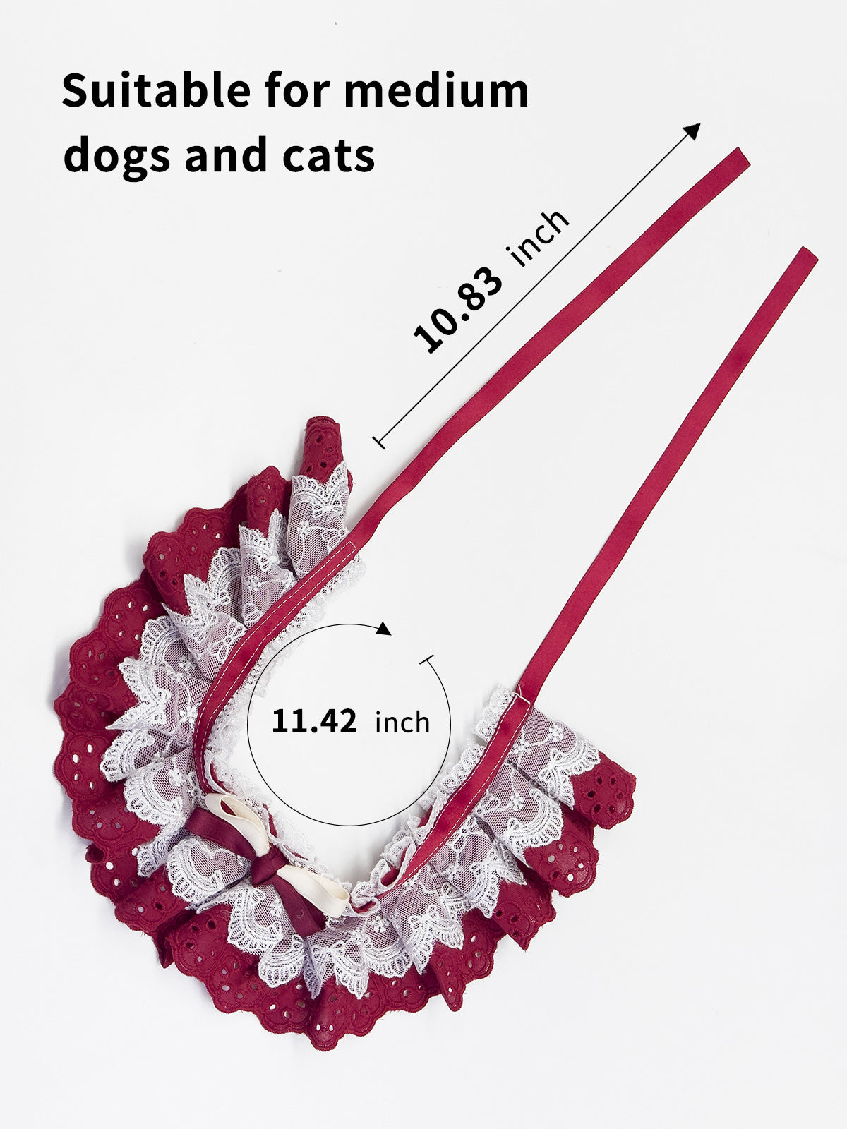 Cat Dog Collar Solid Color Bowknot Lace-up