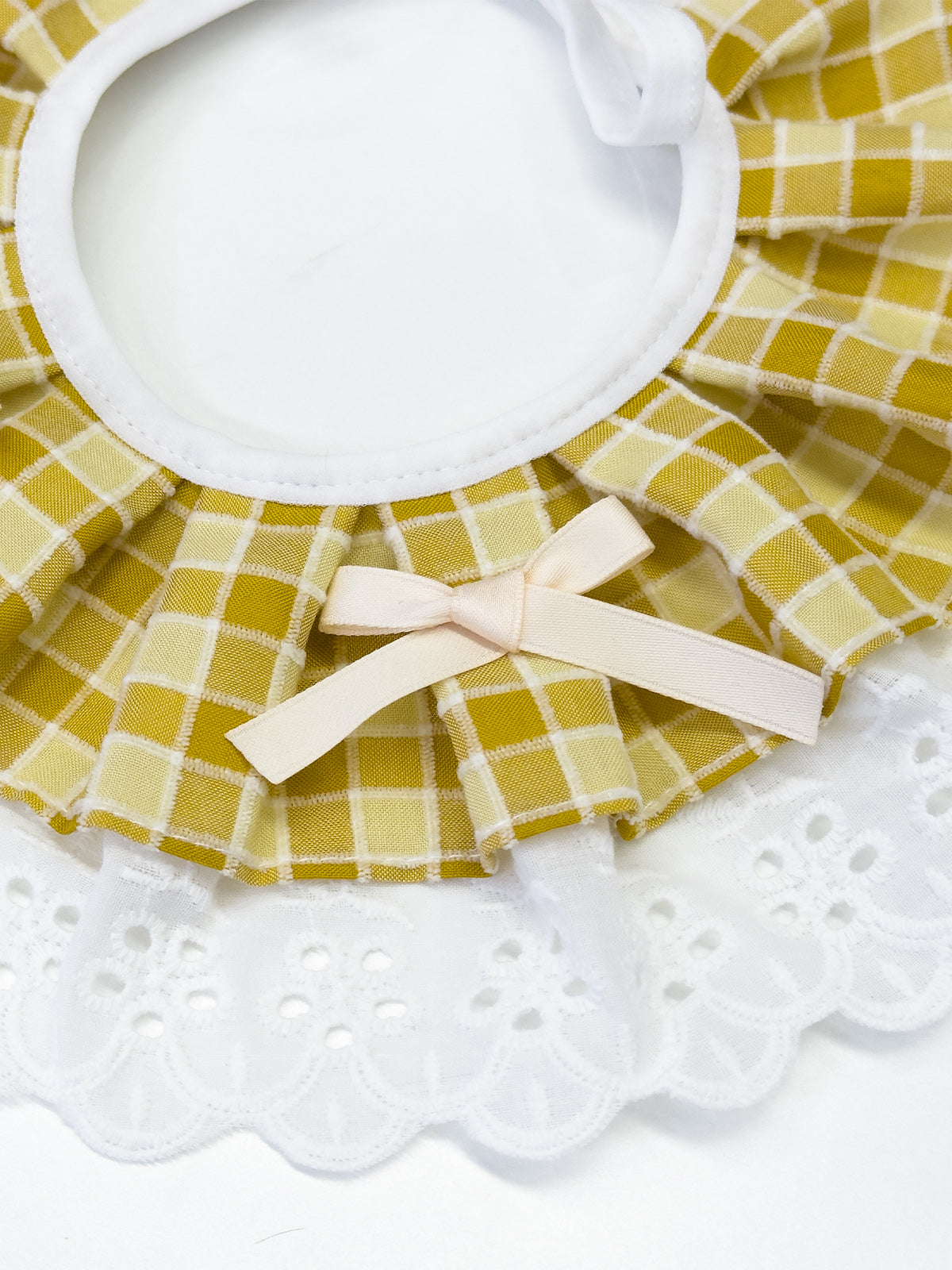 Cat Dog Collar Bandana Bowknot Plaid Spliced Lace-up