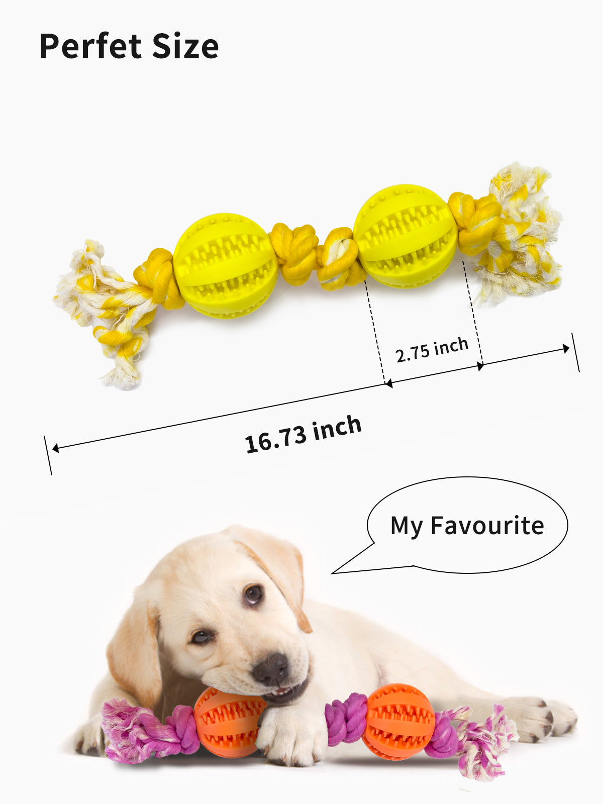 Pet Toys Two Balls Four Knots Dog Chew Rubber Rope