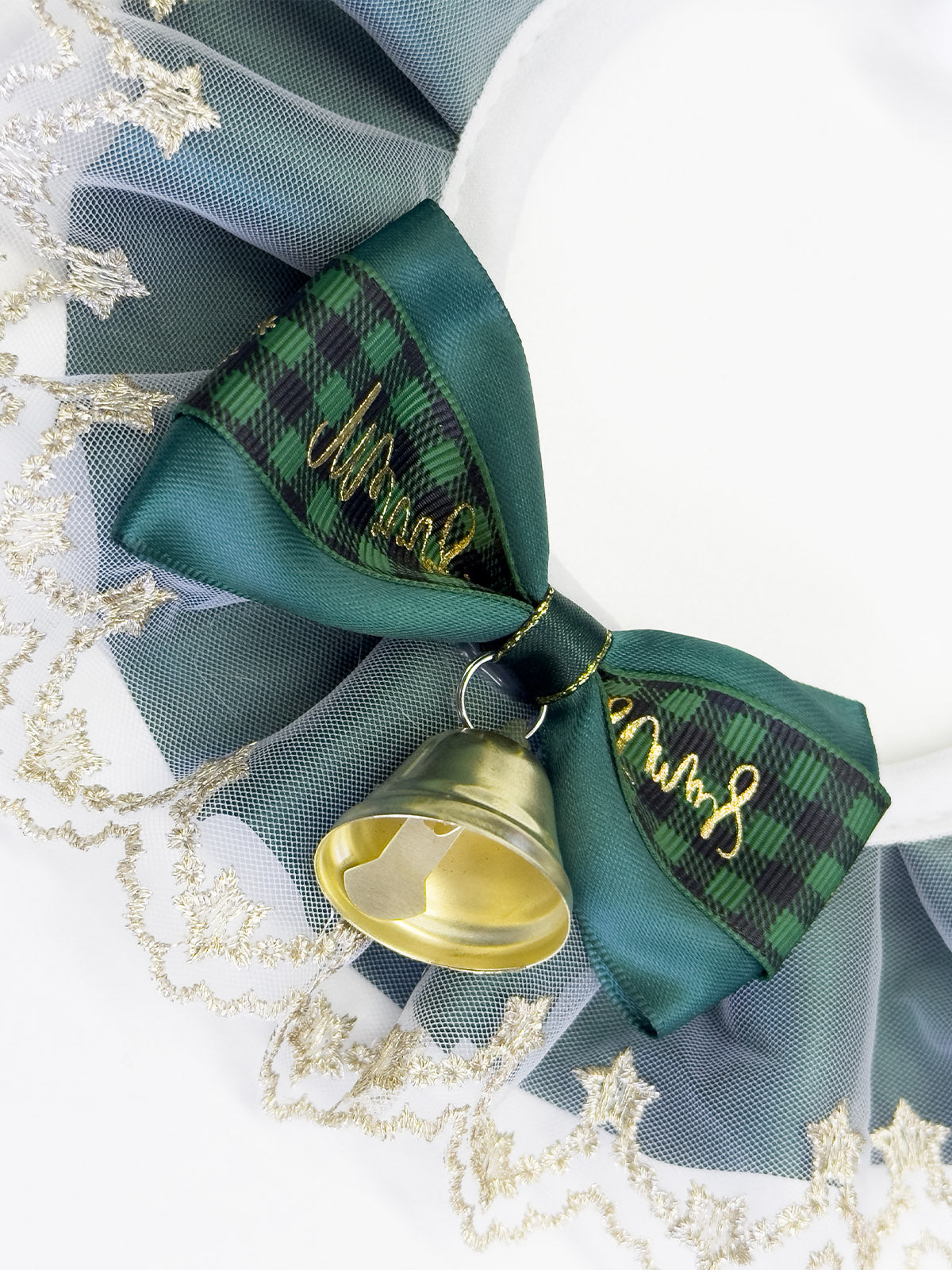 Cat Dog Collar Bandana Bowknot Christmas Sheer Plaid