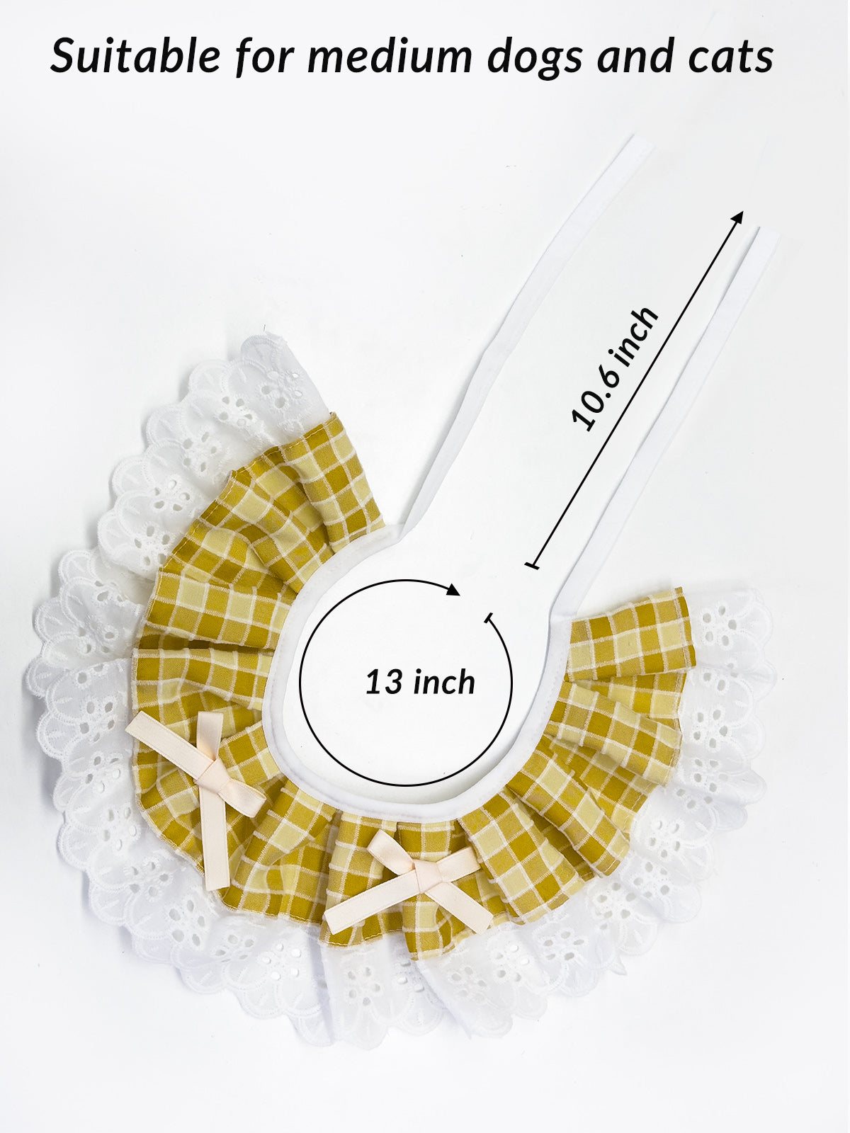 Cat Dog Collar Bandana Bowknot Plaid Spliced Lace-up