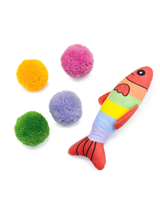 5 Pcs Pet Toys Fish Ball Set Crinkle Sound Squeak