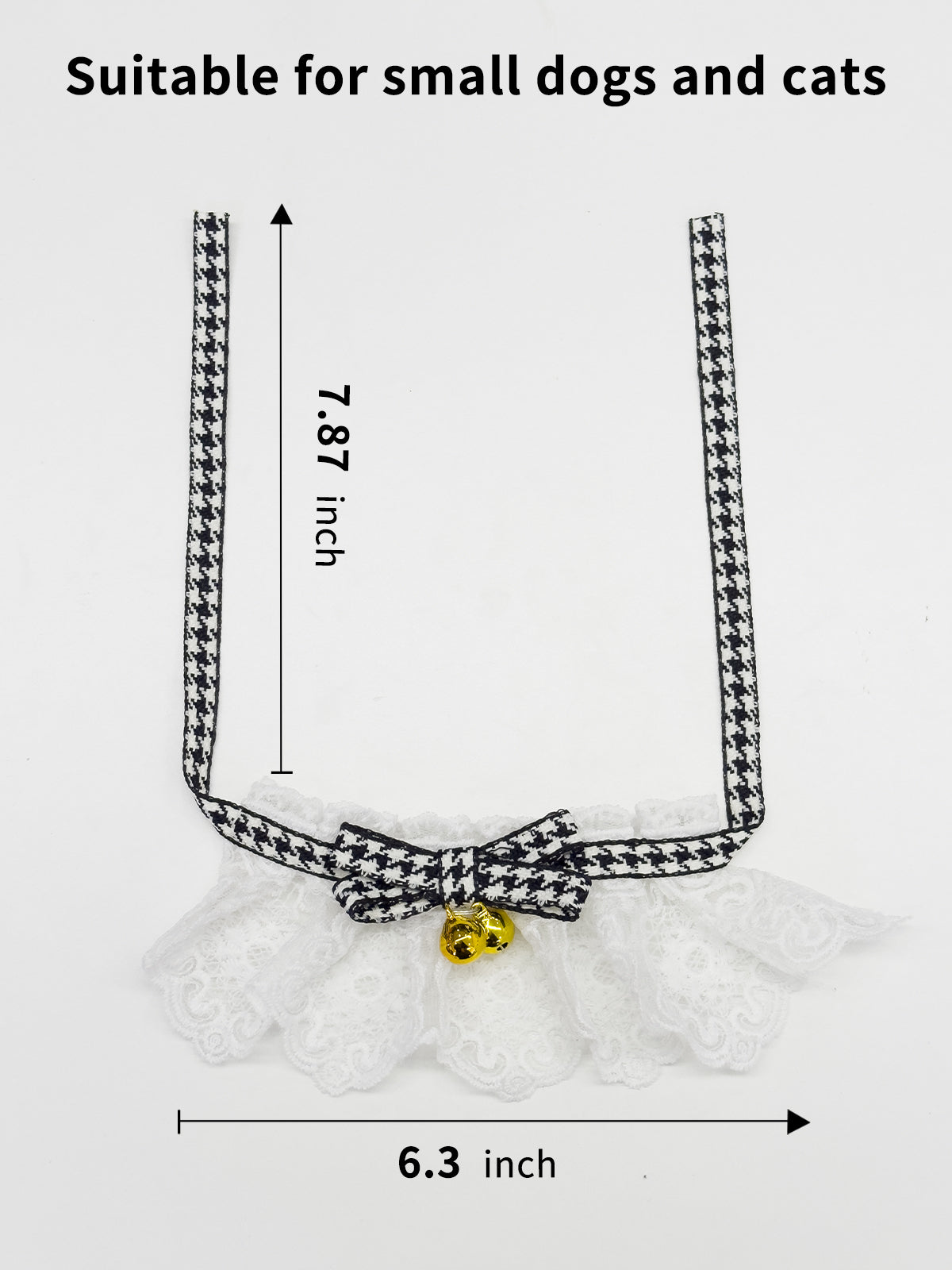 Cat Dog Collar Bandana Houndstooth Bowknot Bell