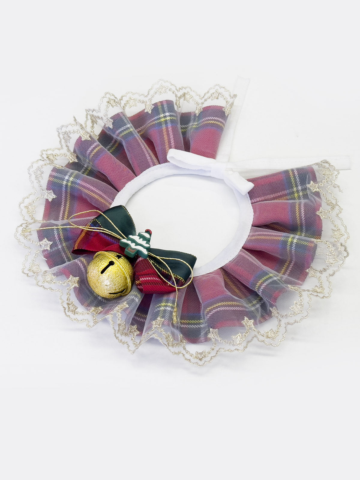 Cat Dog Collar Bandana Bowknot Christmas Sheer Plaid