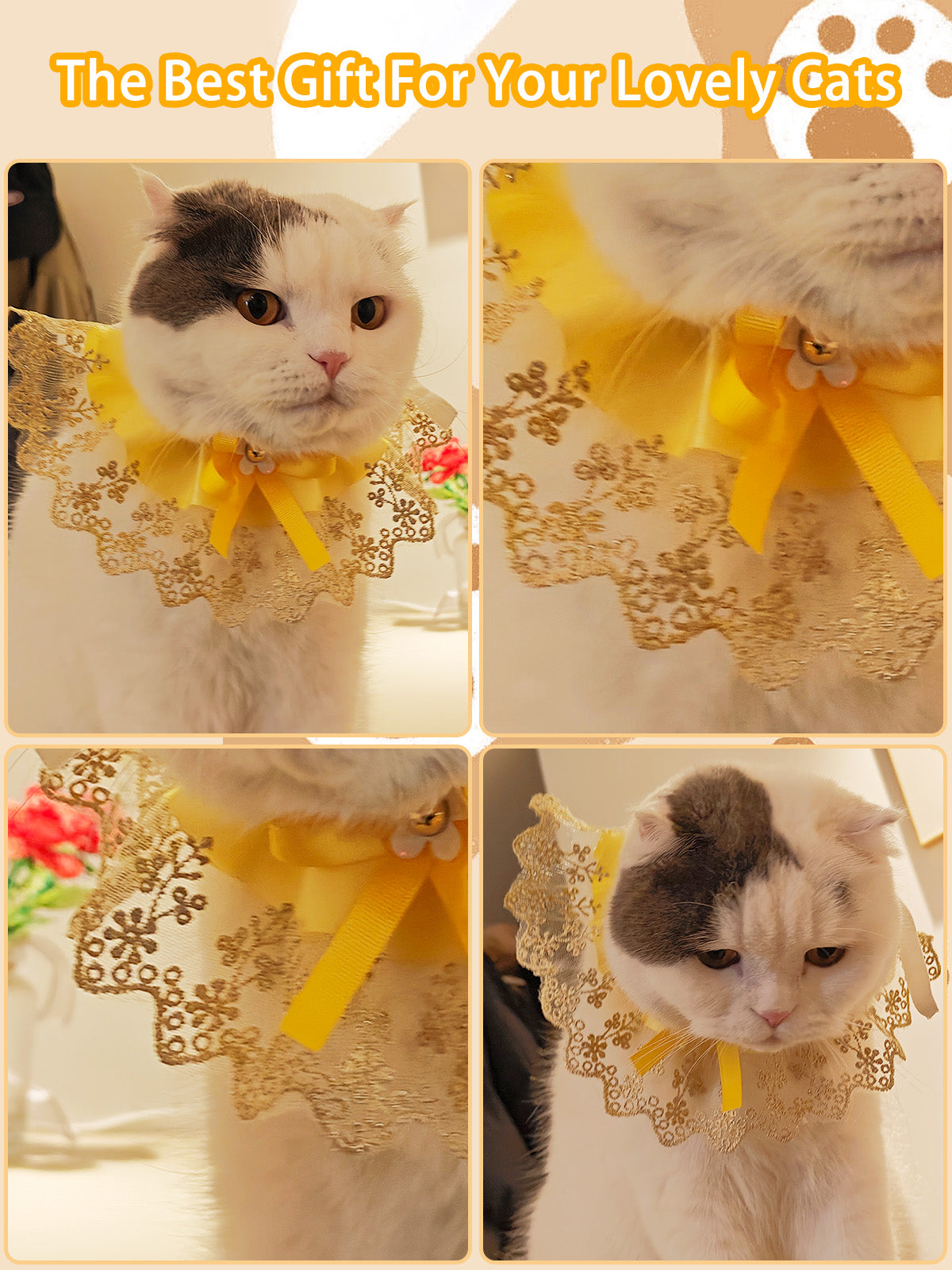 Cat Dog Collar Two Color Bowknot Flower Lace-up Sheer