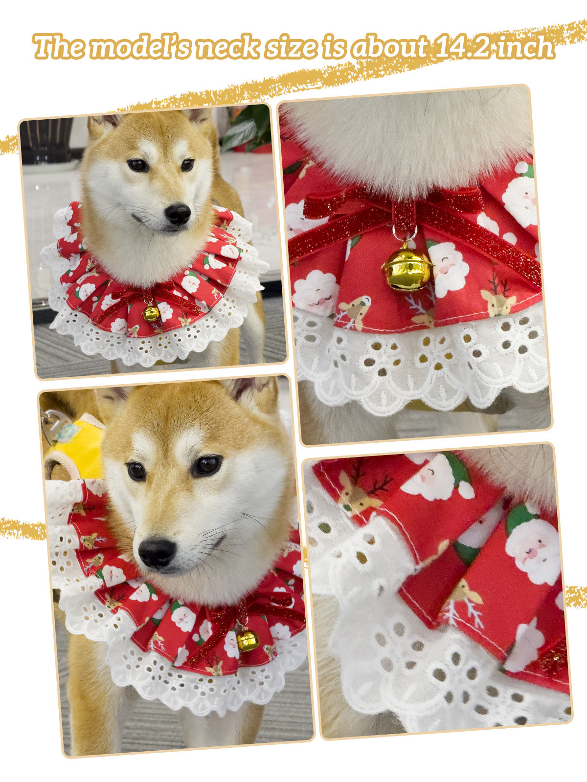 Cat Dog Collar Bandana Bowknot Christmas Bell