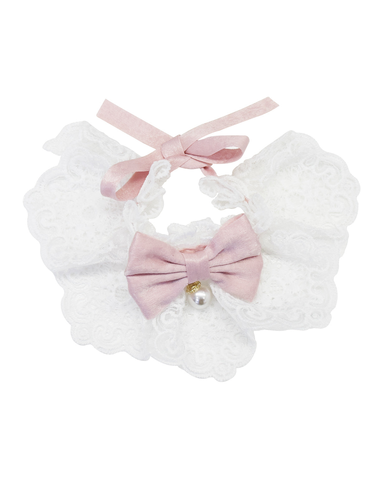 Cat Dog Collar Bowknot Pearl Lace-up