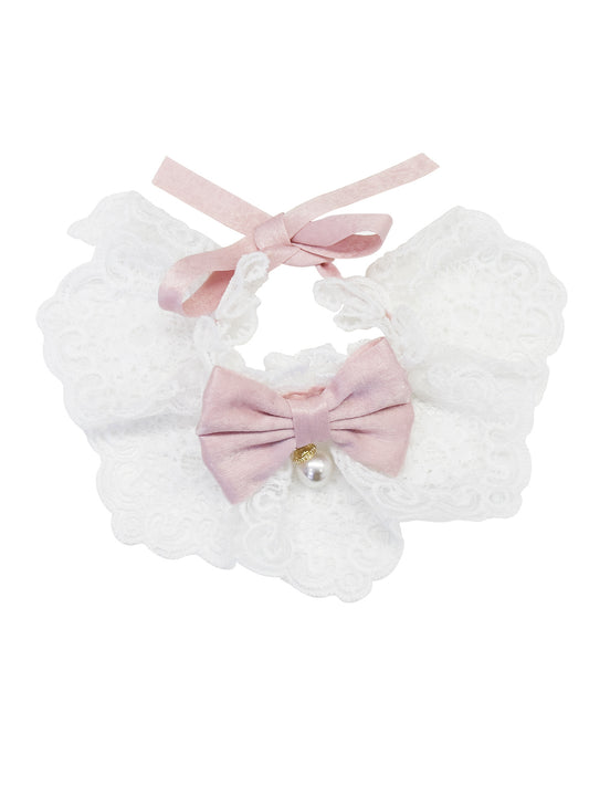 Cat Dog Collar Bowknot Pearl Lace-up