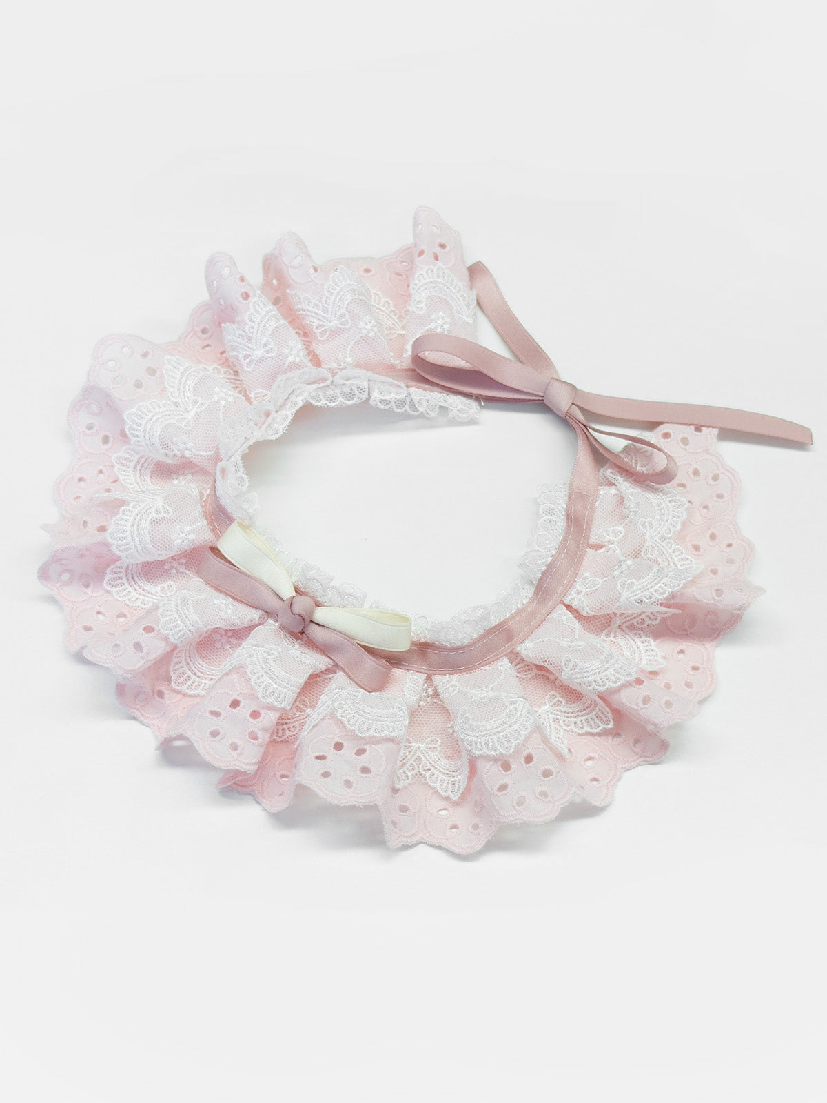 Cat Dog Collar Solid Color Bowknot Lace-up