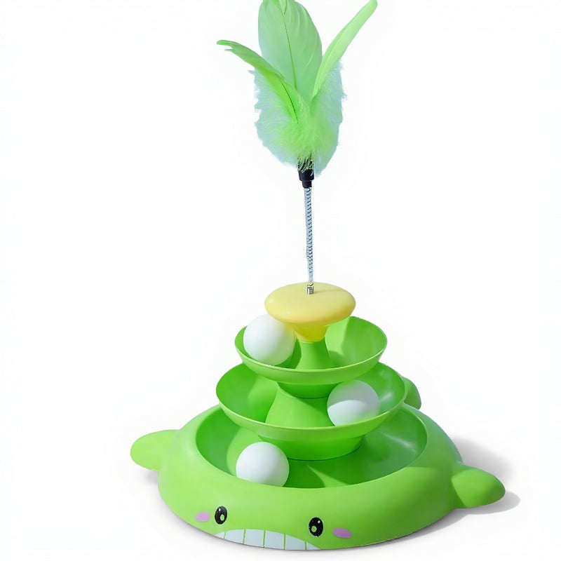 3-Tier Cat Track Toy - Interactive Ball Spinner with Multi-Level Orbit