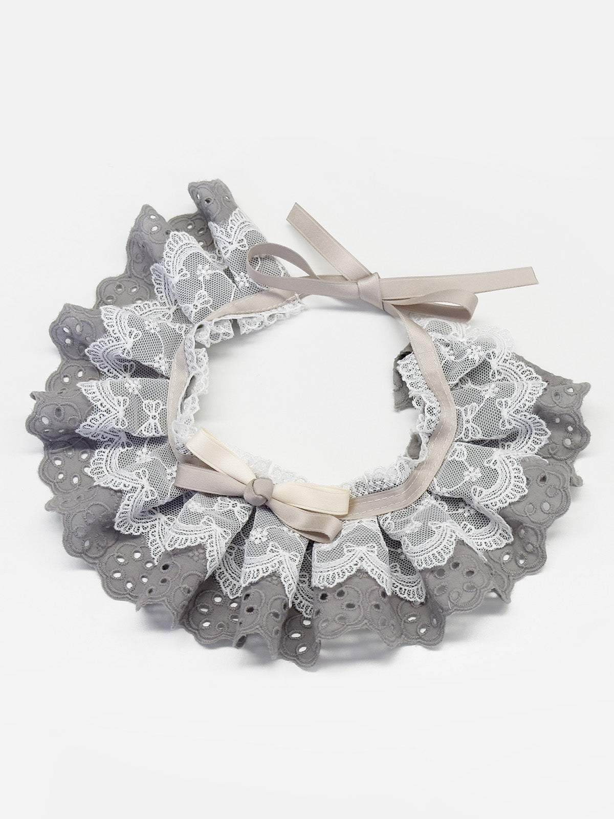 Cat Dog Collar Solid Color Bowknot Lace-up