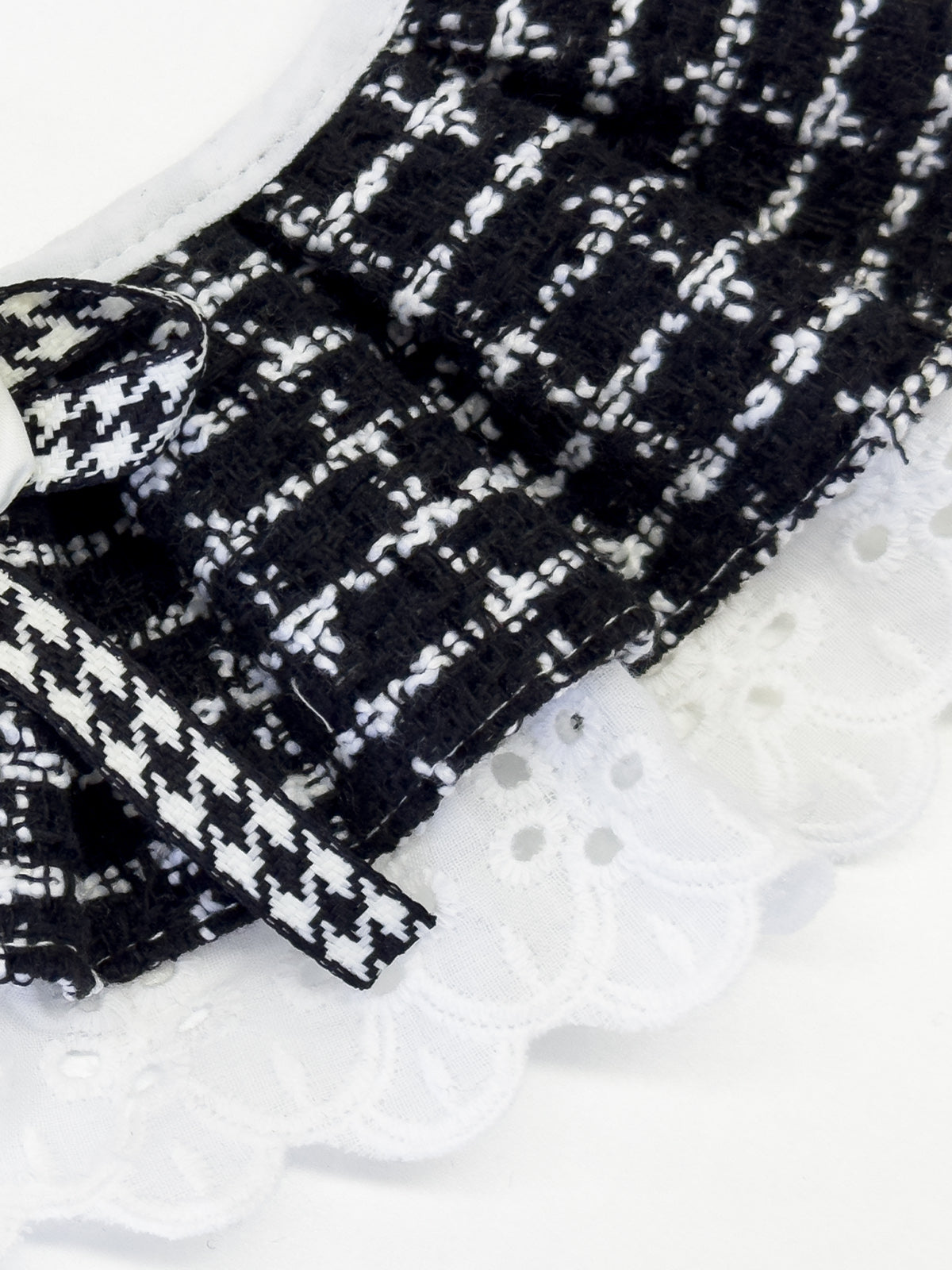 Cat Dog Collar Plaid Flowers Deco Lace-up Cute