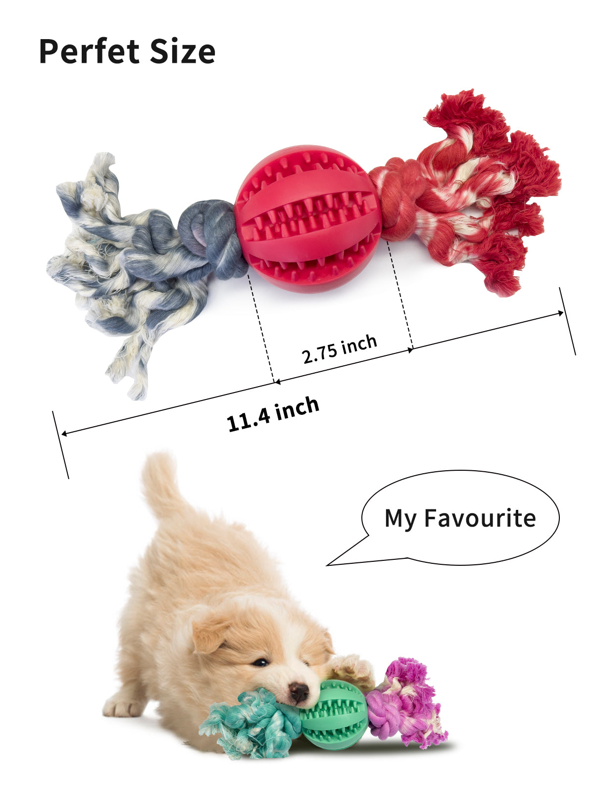 Pet Toy One Ball Two Knots Dog Chew Rubber