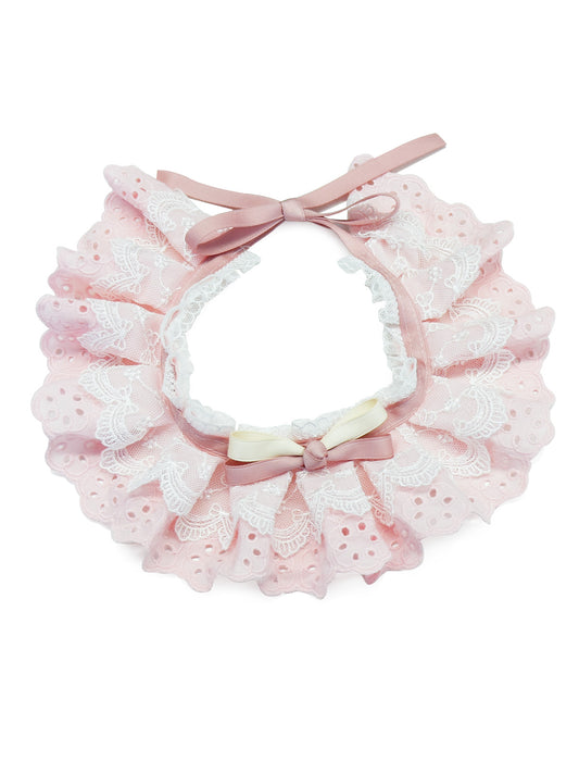 Cat Dog Collar Solid Color Bowknot Lace-up