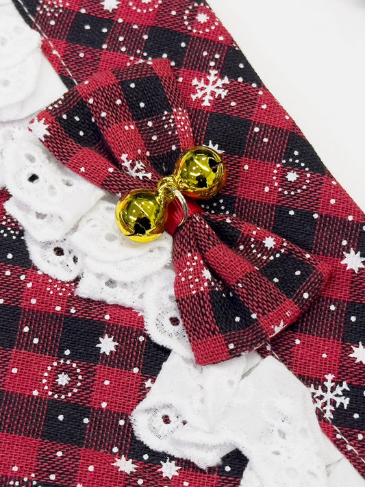 Cat Dog Collar Bandana Bowknot Plaid Christmas Spliced