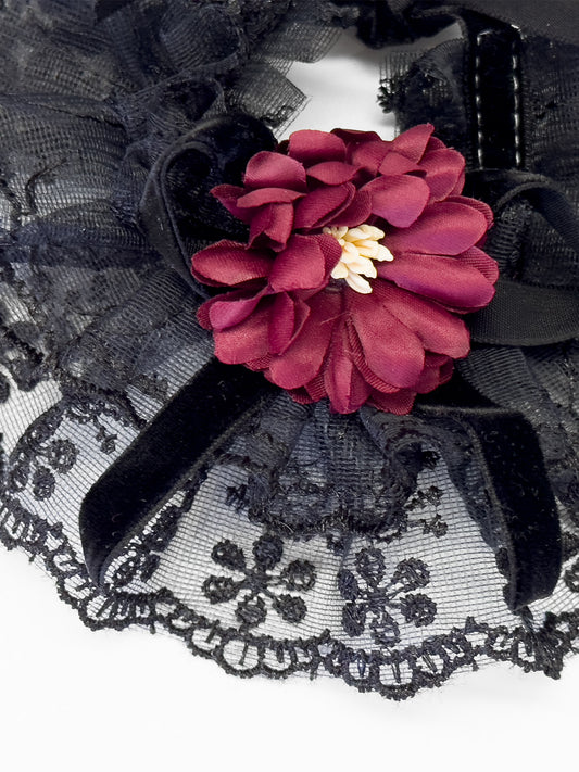 Cat Dog Collar Bowknot Lace-up Flower