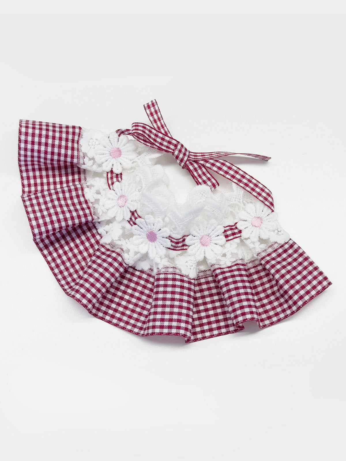 Cat Dog Collar Plaid Flowers Deco Lace-up Cute Kitten Adjustable