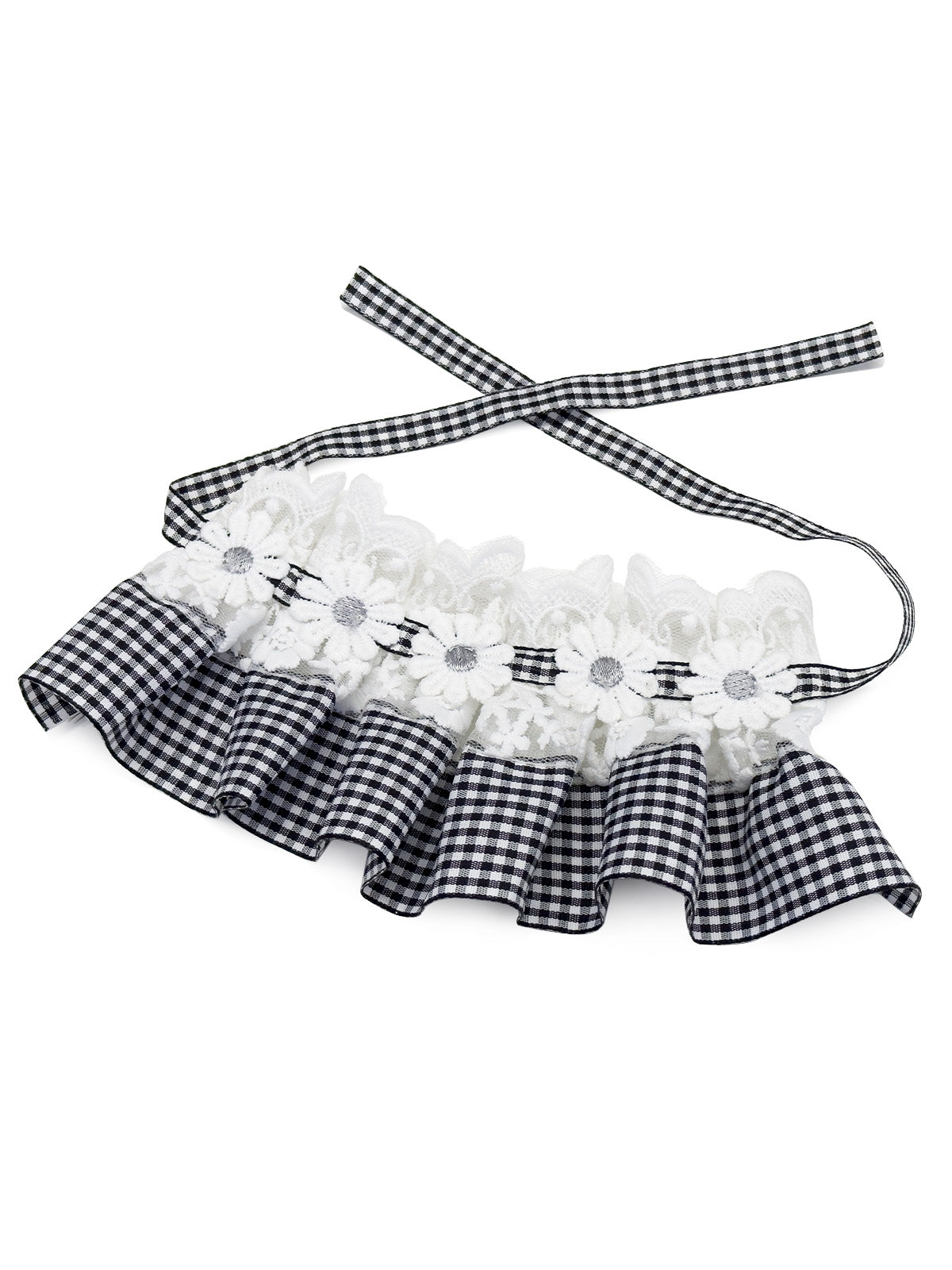 Cat Dog Collar Plaid Flowers Deco Lace-up Cute Kitten Adjustable