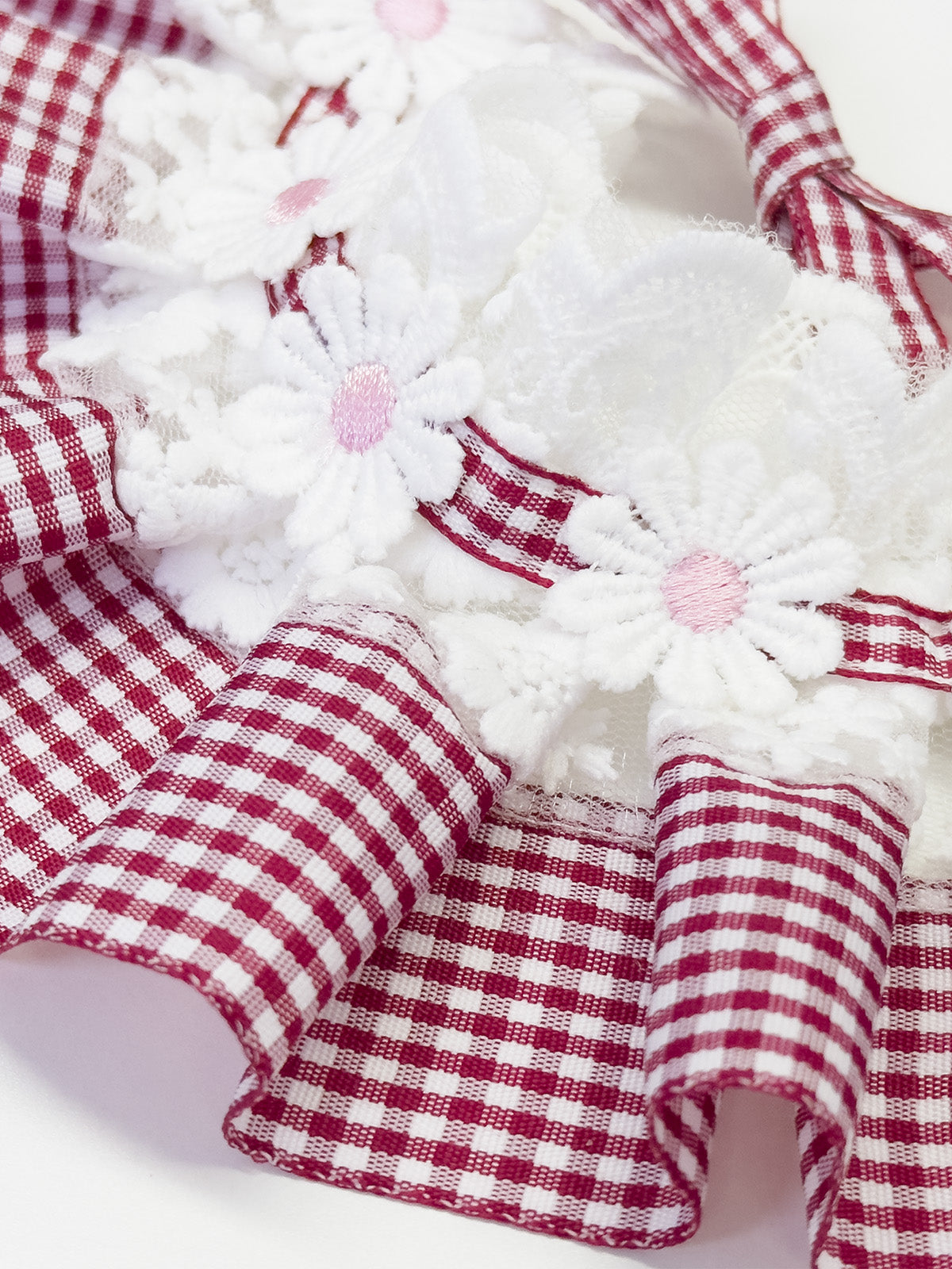 Cat Dog Collar Plaid Flowers Deco Lace-up Cute Kitten Adjustable