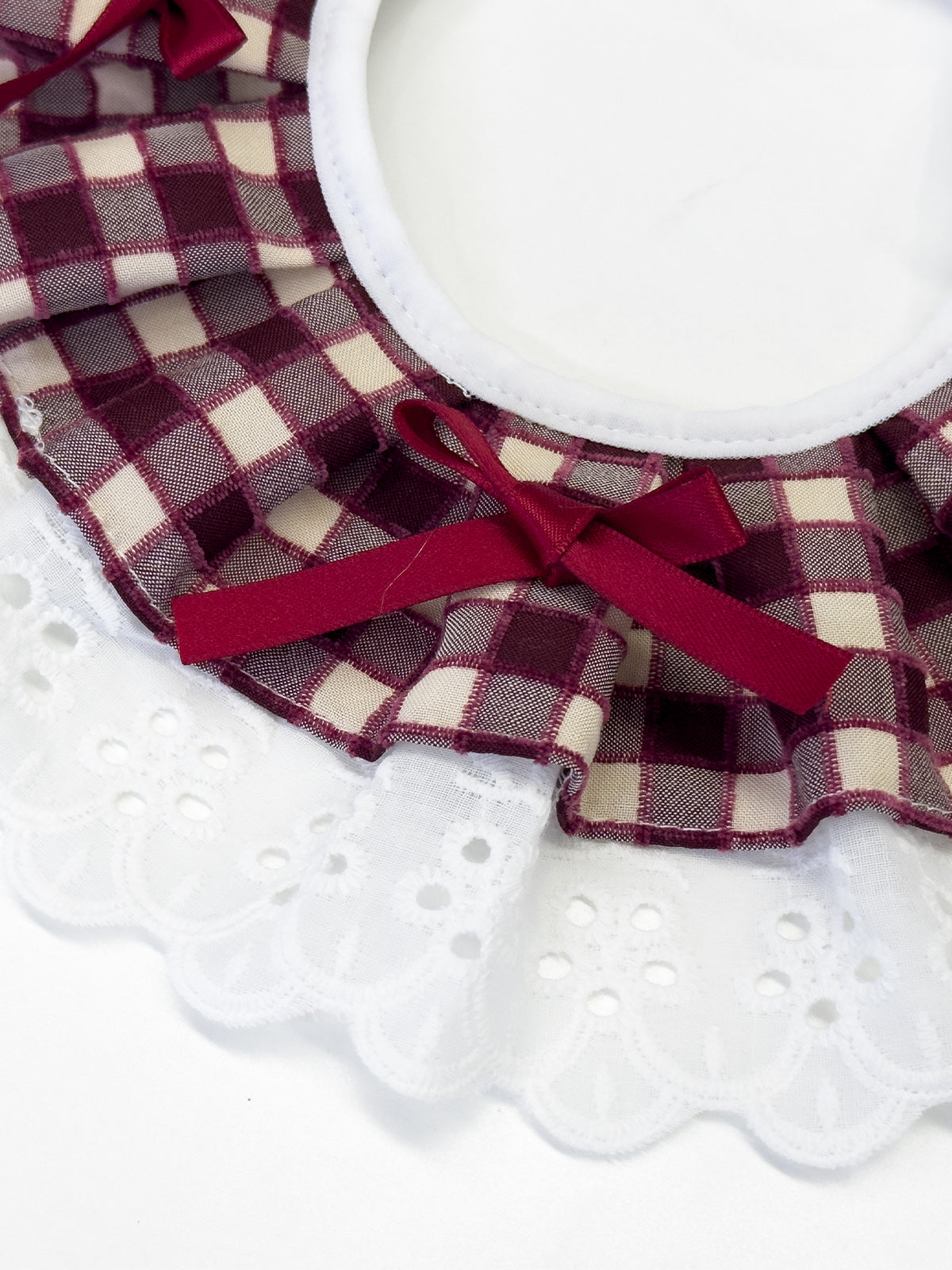 Cat Dog Collar Bandana Bowknot Plaid Spliced Lace-up