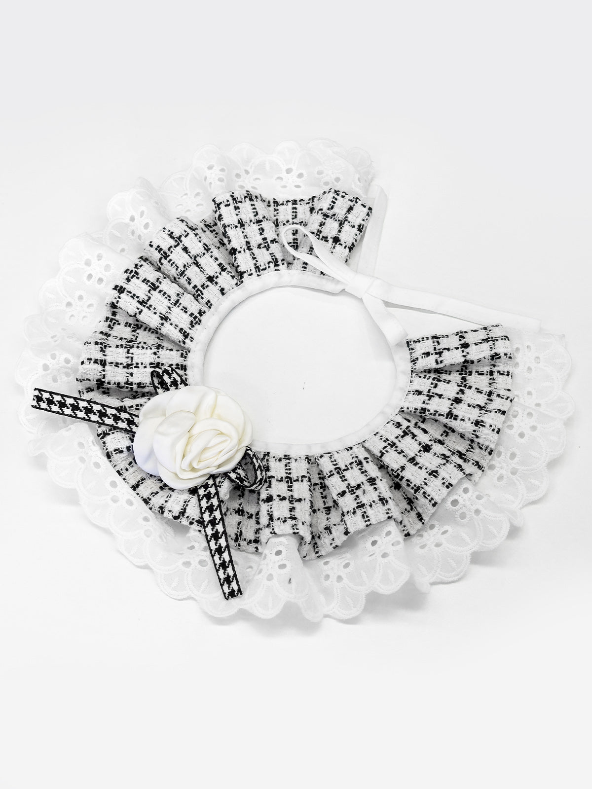 Cat Dog Collar Plaid Flowers Deco Lace-up Cute