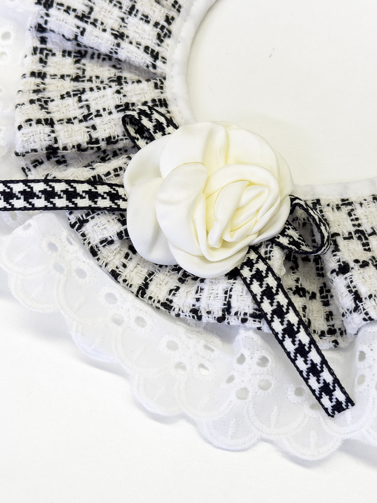 Cat Dog Collar Plaid Flowers Deco Lace-up Cute