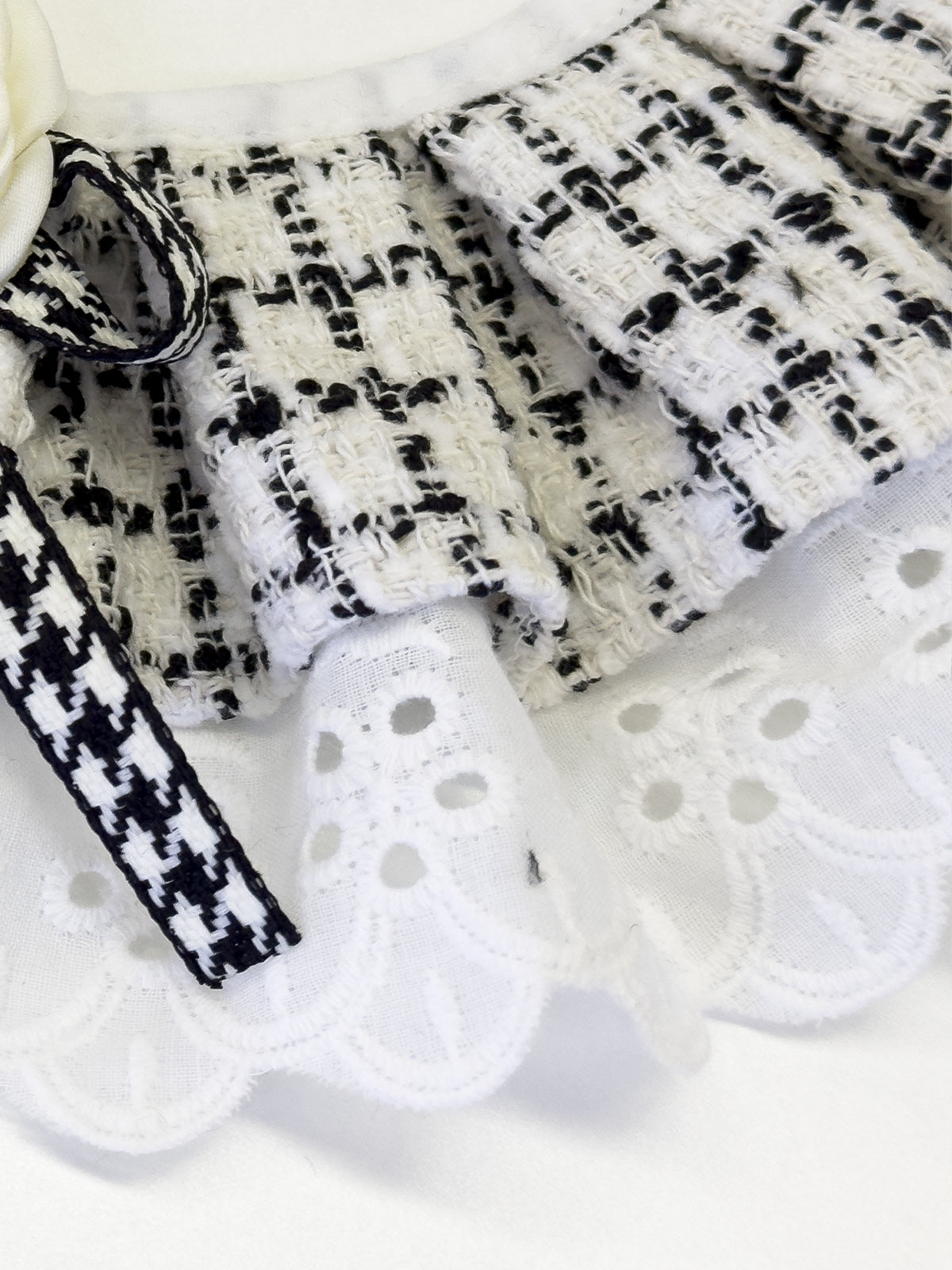 Cat Dog Collar Plaid Flowers Deco Lace-up Cute