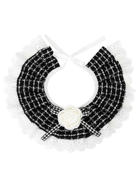 Cat Dog Collar Plaid Flowers Deco Lace-up Cute