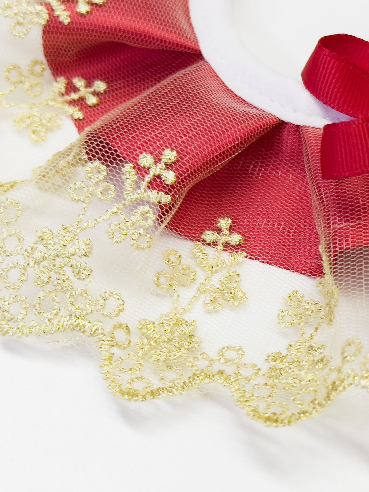 Cat Dog Collar Two Color Bowknot Flower Lace-up Sheer