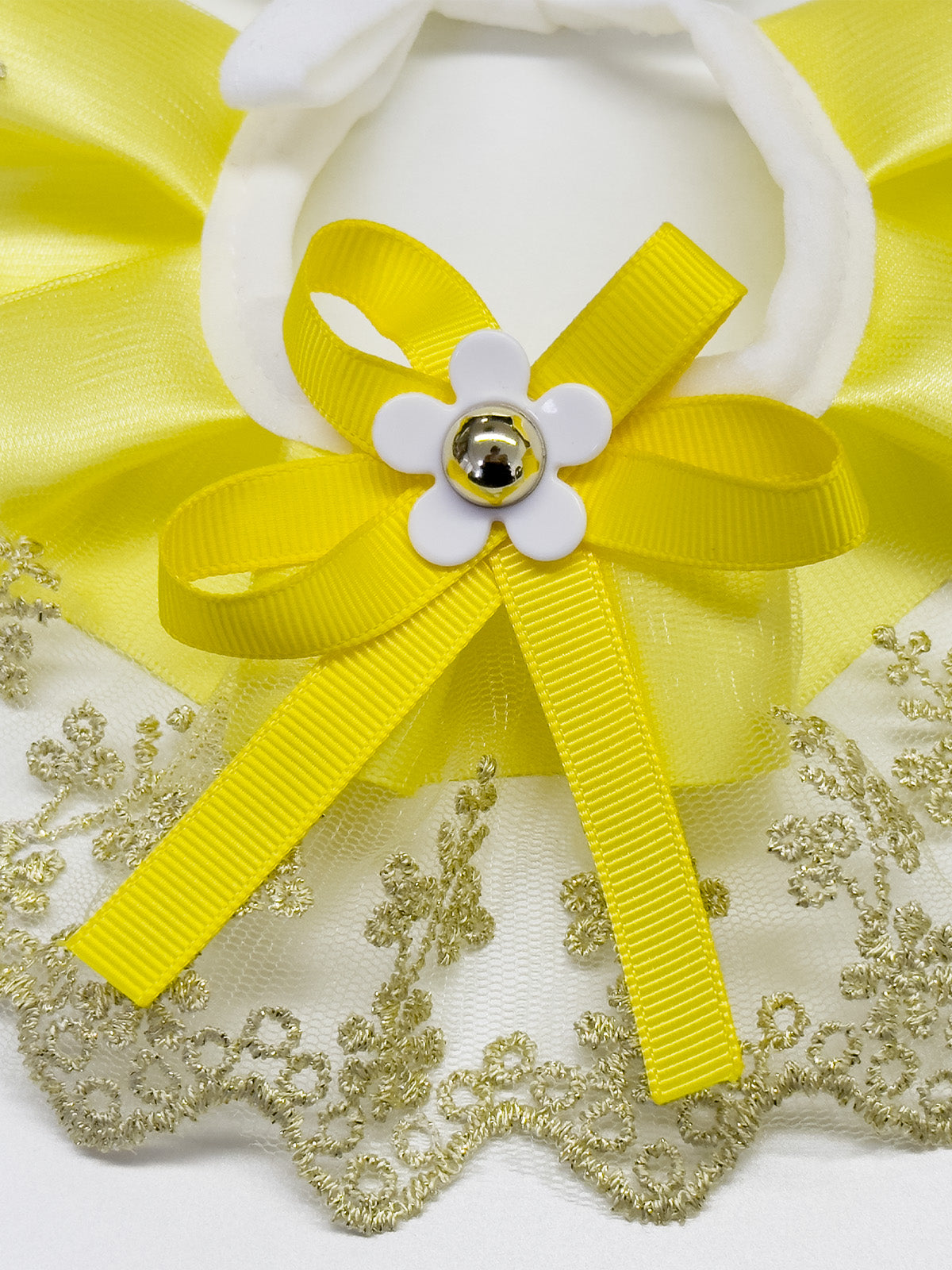 Cat Dog Collar Two Color Bowknot Flower Lace-up Sheer