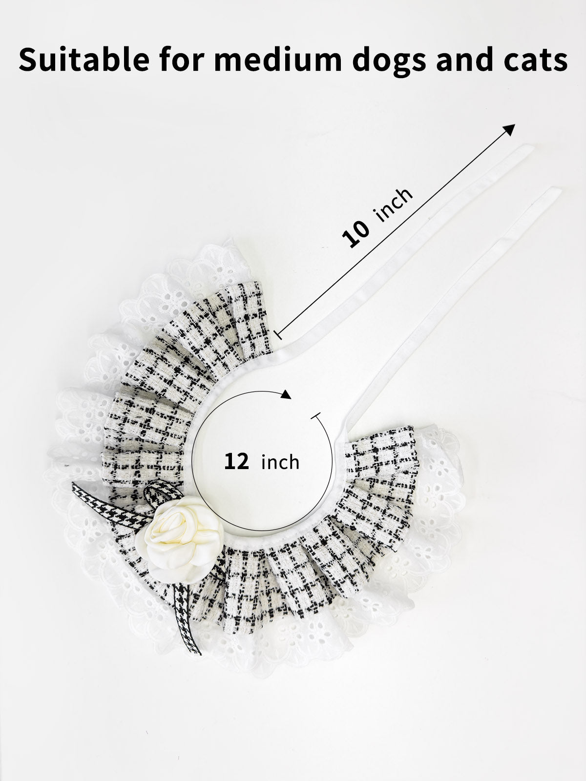 Cat Dog Collar Plaid Flowers Deco Lace-up Cute