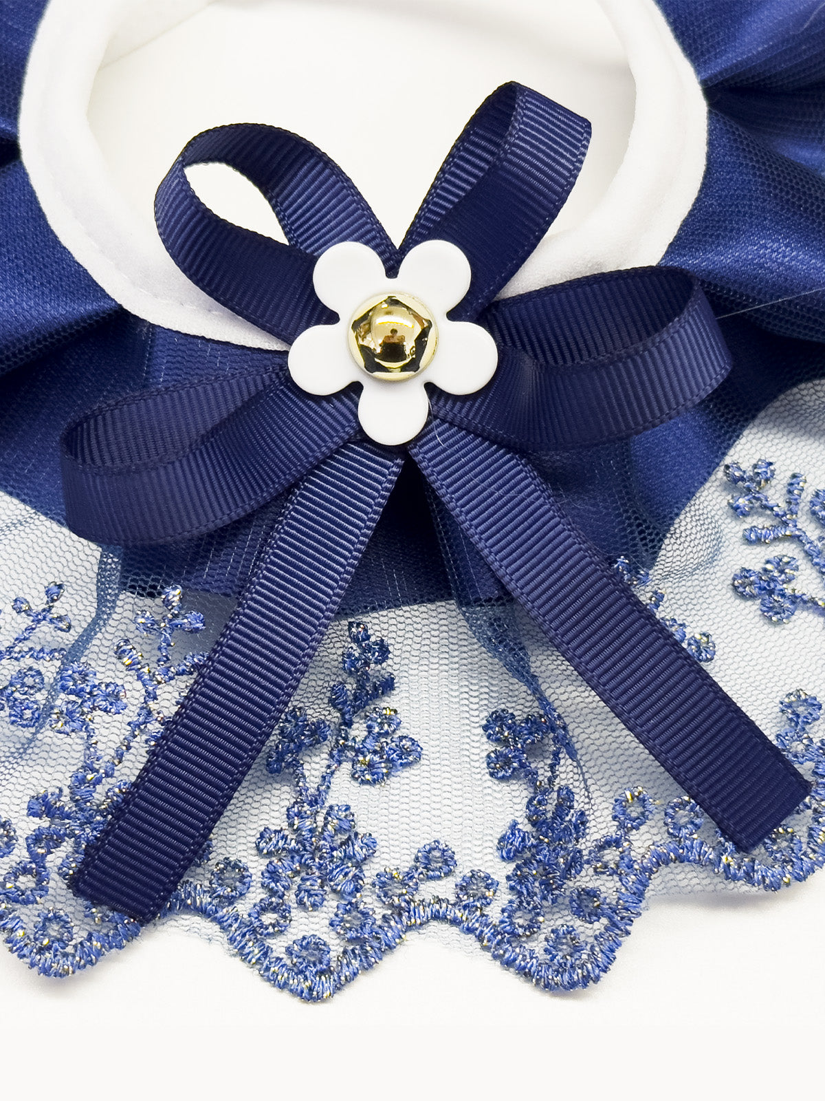 Cat Dog Collar Two Color Bowknot Flower Lace-up Sheer