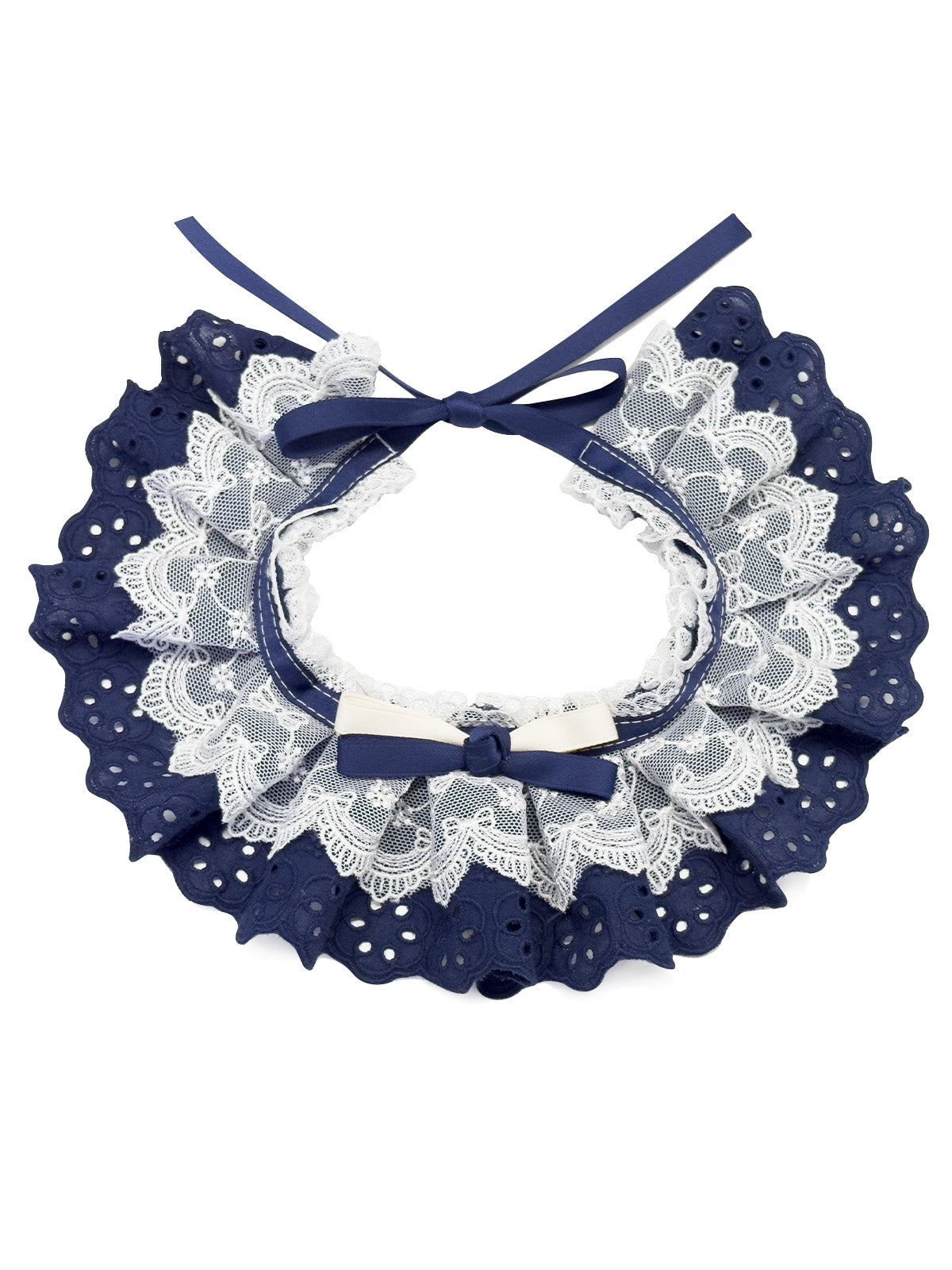 Cat Dog Collar Solid Color Bowknot Lace-up