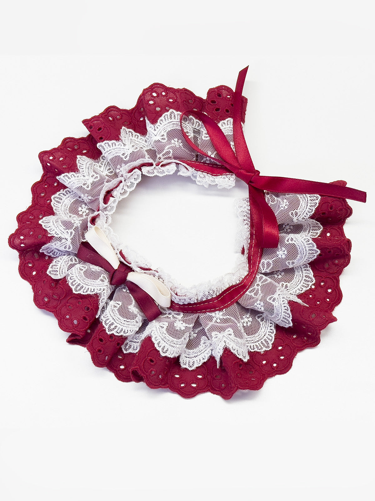 Cat Dog Collar Solid Color Bowknot Lace-up