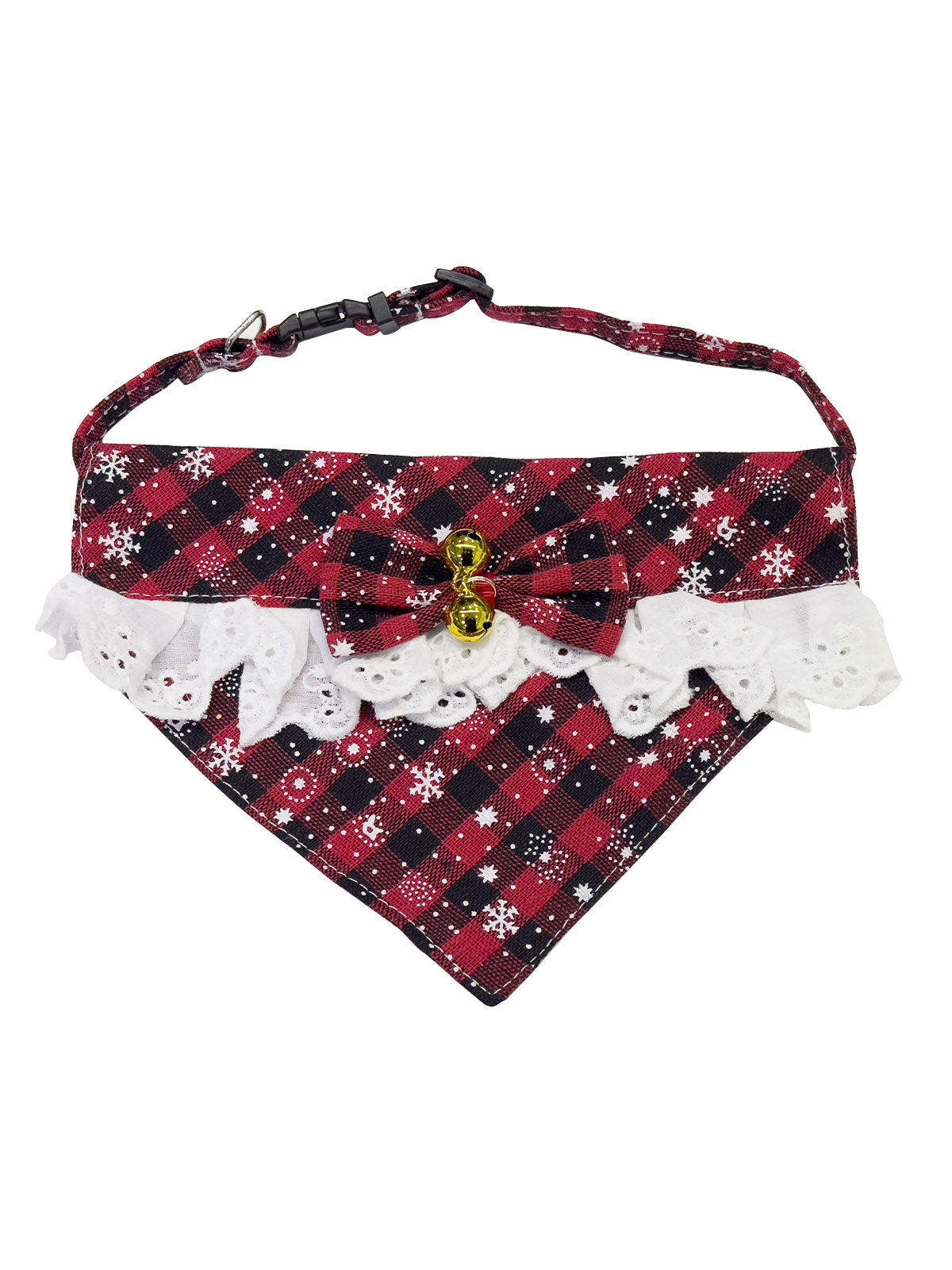 Cat Dog Collar Bandana Bowknot Plaid Christmas Spliced