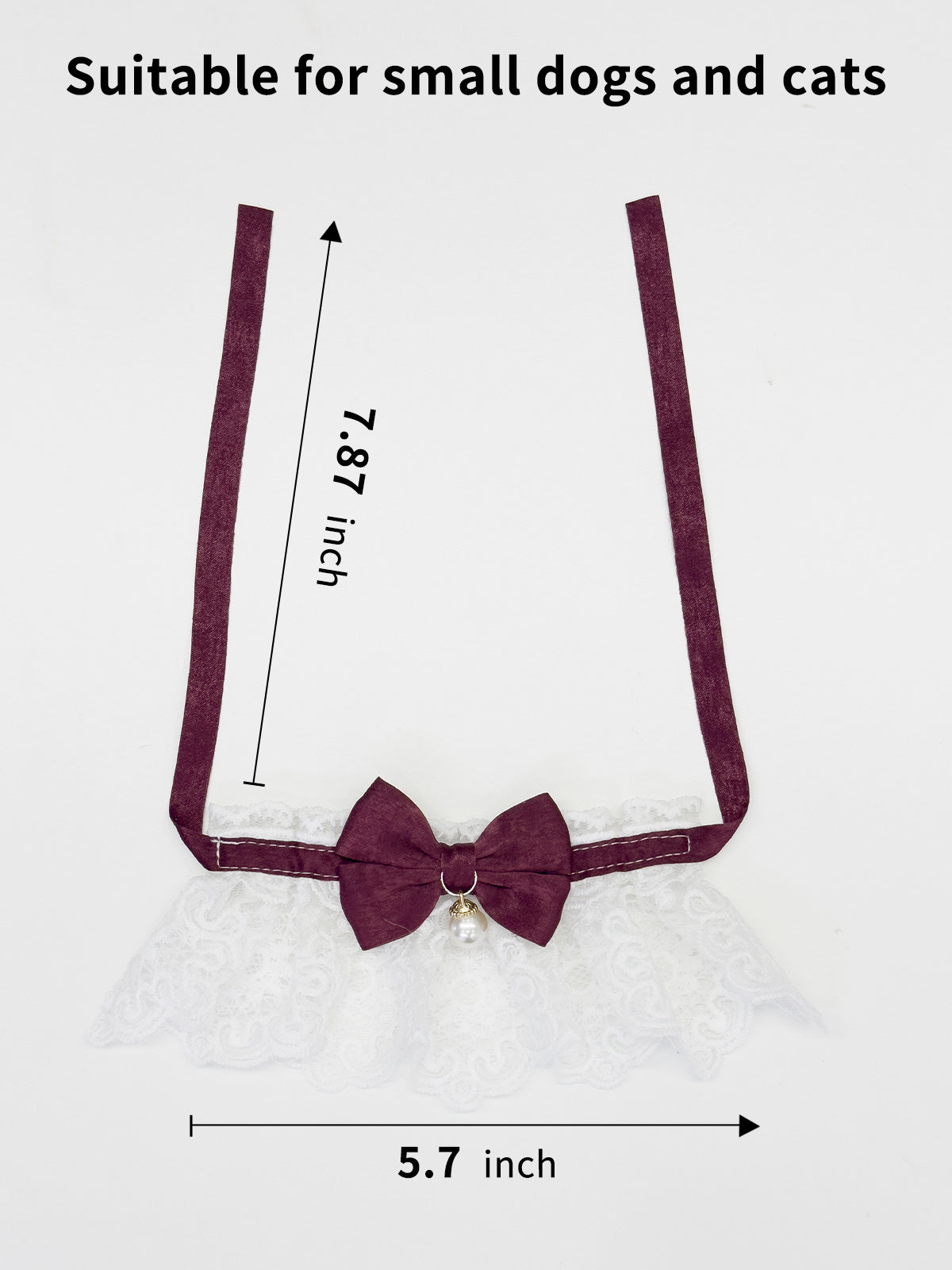 Cat Dog Collar Bowknot Pearl Lace-up