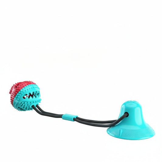Suction Chew Ball Feeder - Dog Puzzle Toy with Suction Cup Base for Treat Dispensing & Teeth Cleaning