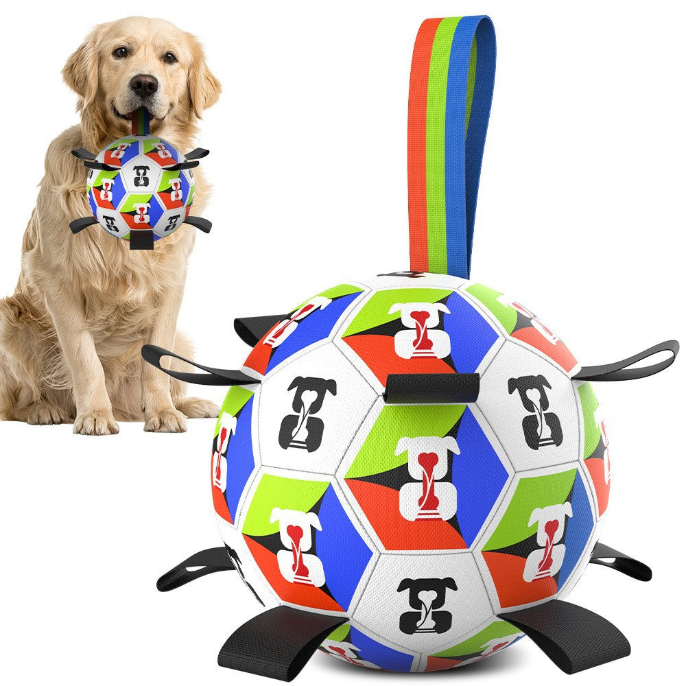 Ultra-Tough Soccer Dog Ball - Outdoor Chew Proof Training Toy with Squeaker