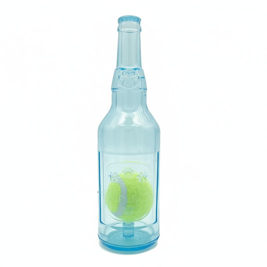 Squeaky Bottle Dog Toy - Durable TPR Wine Bottle with Tennis Ball for Fetch